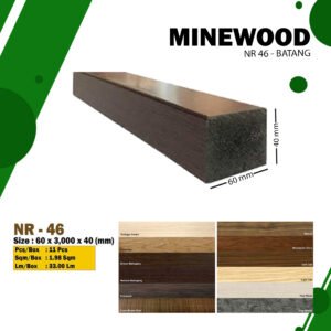 MINEWOOD Wallpanel Batang 60x40 mm - motif kayu, warna custom ( NR46 )