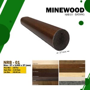 MINEWOOD Wallpanel Batang Bulat 37 mm - motif kayu, warna custom ( NRB01 )