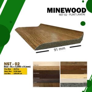 MINEWOOD Wallpanel Plint Lantai 91 mm - motif kayu, warna custom ( NST02 )