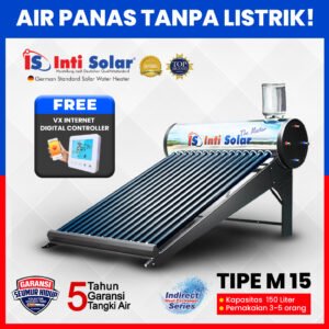 INTI SOLAR - MASTER 15 Solar Water Heater Stainless Steel Silver & Black