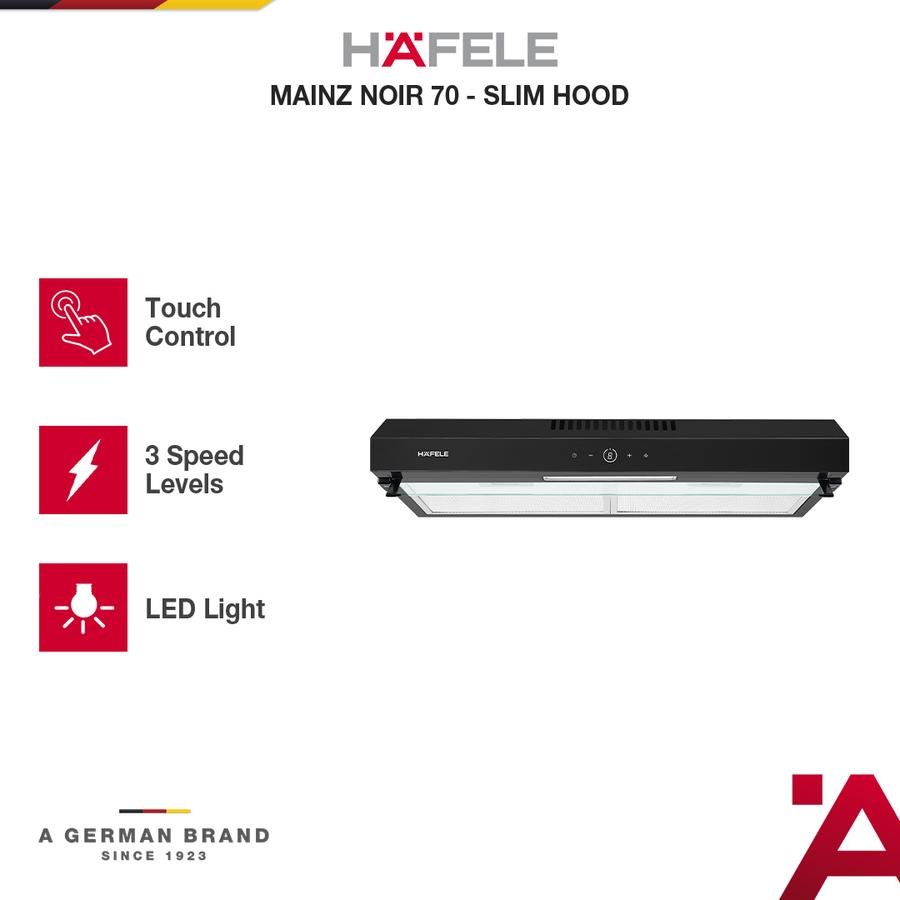 HAFELE - Mainz Noir Cooker Hood 70 cm Hitam - Slim Hood Penghisap Asap Dapur