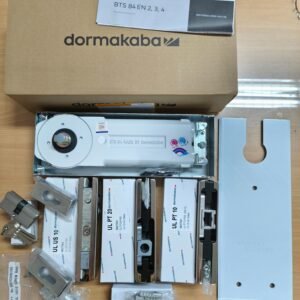 Paket DORMA BTS 84 Patch Fitting Set – EN 3, HO 90° | UL PT 10 Bottom, UL PT 20 Top, UL US 10 Corner Lock + PT 24 Top Pivot (Pintu Kaca 10–12 mm)