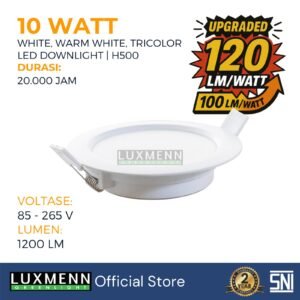 Luxmenn - LED Lampu Inbow Downlight - Seri H500 - 10 Watt - White - Cool White - Warm White
