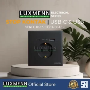 LUXMENN - T3 PC-Series Socket+USB - LUX-T3-15GCA - Black, Brown, Gold, Grey