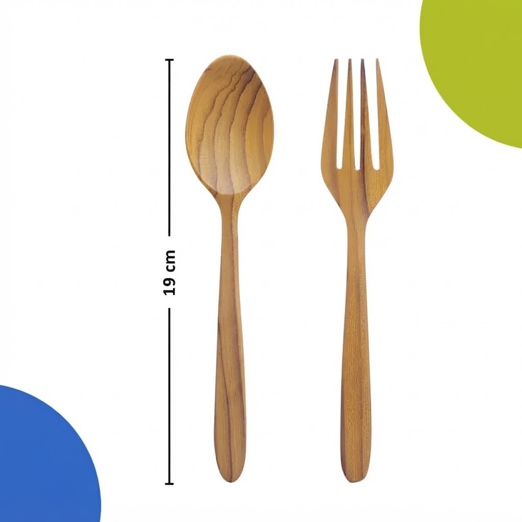 NATURA Wooden Cutlery - Sendok Garpu Carola Set