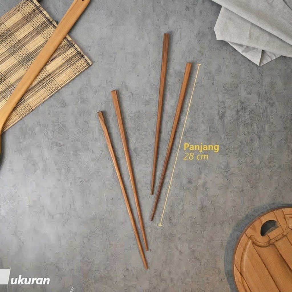 NATURA Wooden Cutlery - Sumpit Arasu 2 Pasang